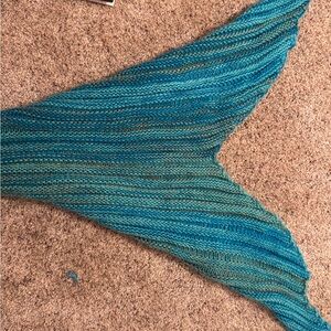 Blue and Green Knitted Mermaid Tail Blanket
